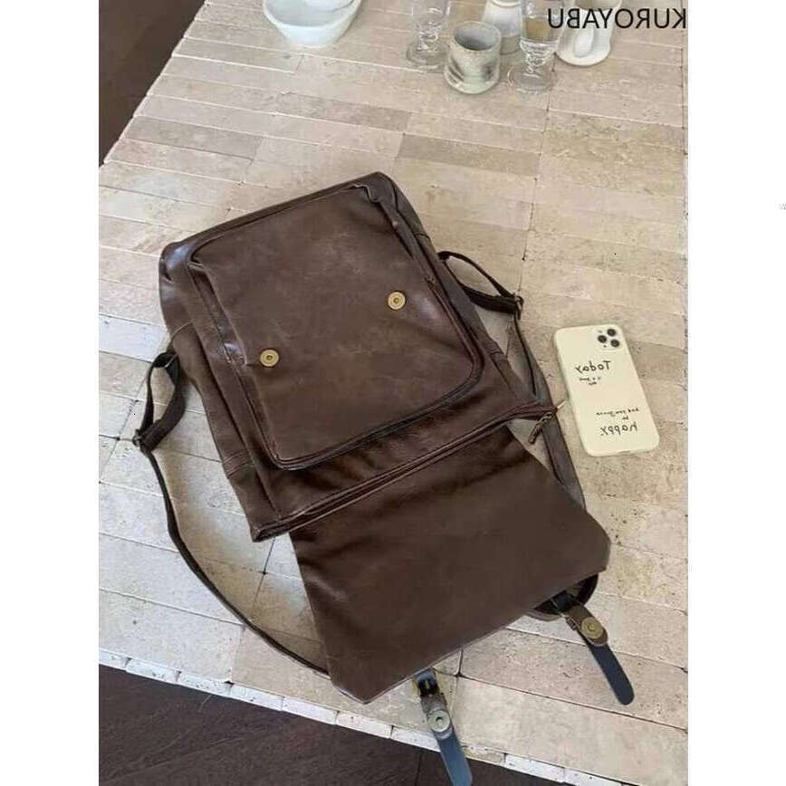 Vintage Brown Jk Backpacks Women High Street Preppy Style Pu Leather Backpack Ladies Harajuku Casual School Bag Fashion Y2k Bags Daily Versatile Bag