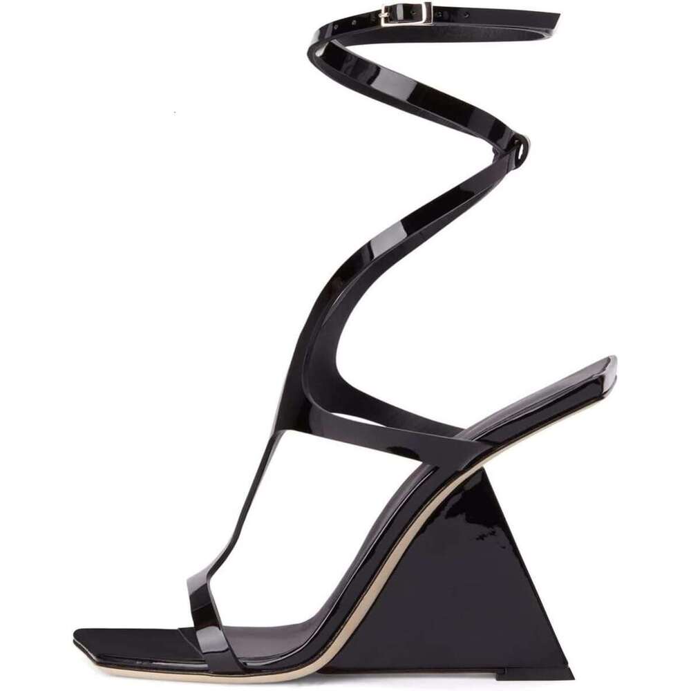 Women S Wedge Heeled Open Toe Criss Cross Strappy Sandals Heels Dress Shoes With Cut Out Design MOJIDASHU
