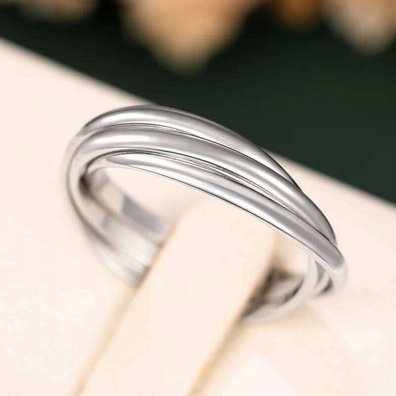 Huitan New 3 Circle Linked Design Rings 925 Sterling Silver Trendy Temperament Accessories for Women Delicate Chic Party Jewelry H260312