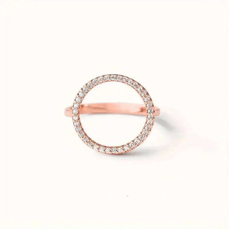 Huitan Trendy Circle Design Rings with Sparkling Cubic Zirconia Female Simple Stylish Finger Accessories Delicate Party Jewelry H260312