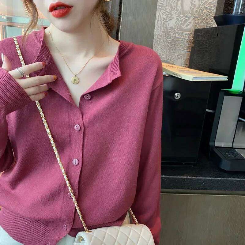 Knitwears White O-Neck Knitted Cardigans New Long Sleeve Knit Sweater Cardigan Women Tops Sueter Feminino Q822 Z260313