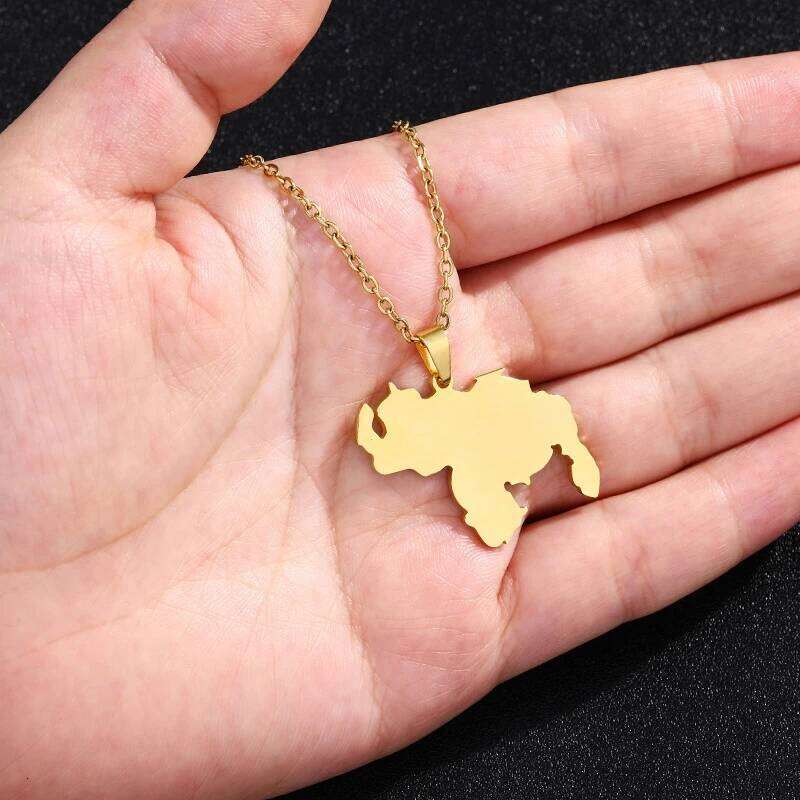 2022 New Venezuela Map Pendant Necklaces Silver Color/Gold Color Stainless Steel Chain Necklace Choker Venezuelan Jewelry H260312
