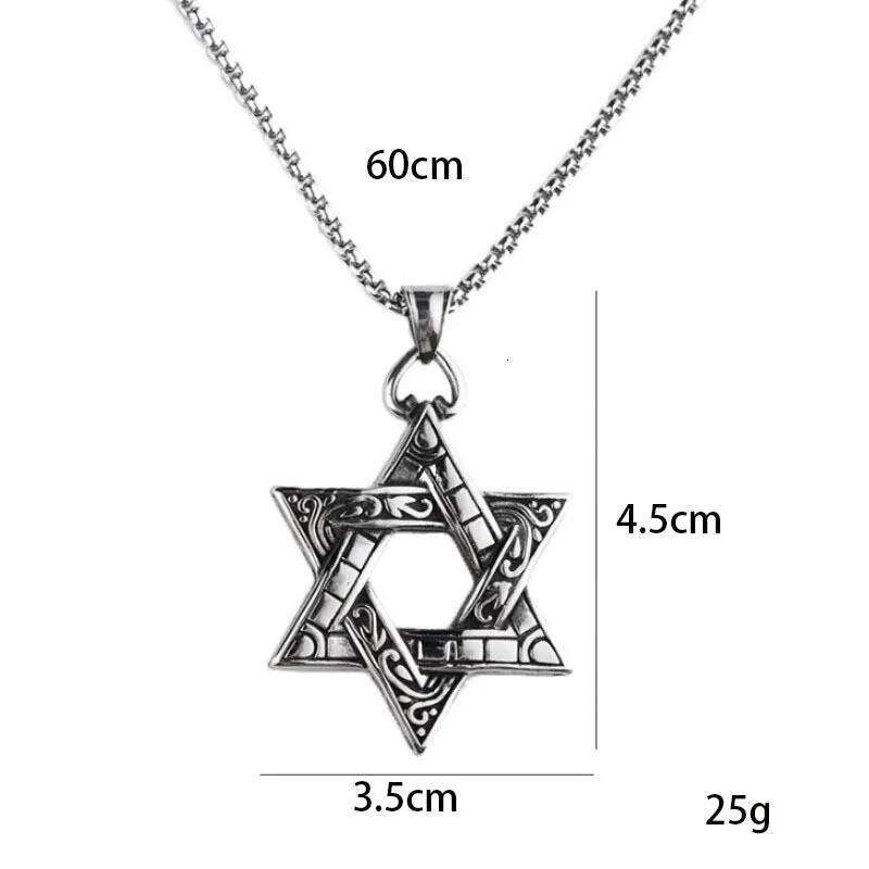 Hexagram Star Pendant Necklace For Women Men Retro Rune Hip Hop Punk Style Stainless Steel Chain Simple Neck Jewelry Male Gifts H260312