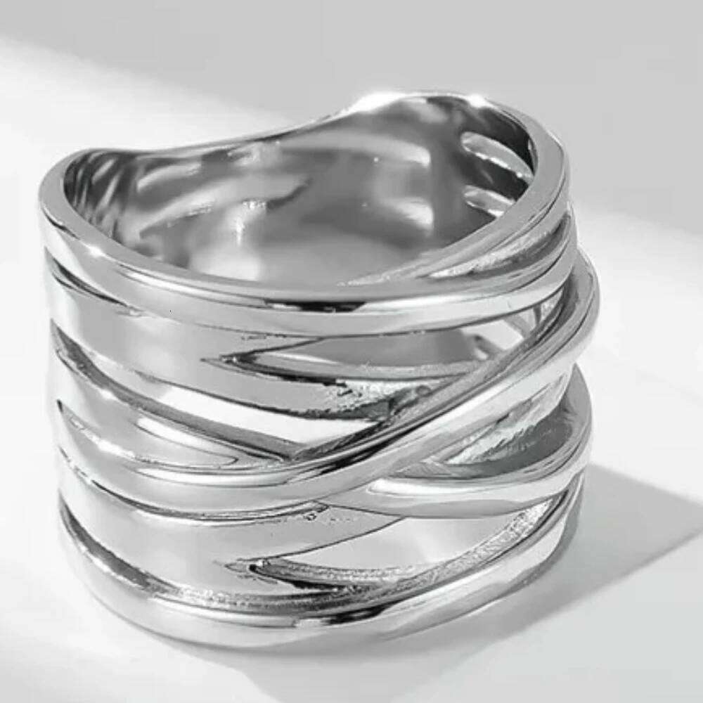 Stainless Steel Tricolor Gradient Ring Fashionable Trendy Men's and Women's Rings Accessories Party Jewelry H260312