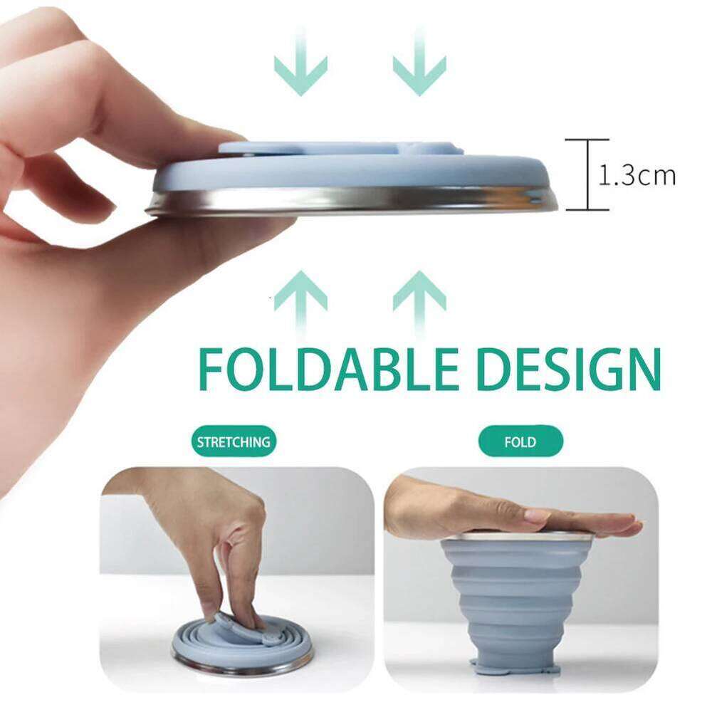 270ml New Folding Bear Silicone Cup With Lanyard Collapsible Fall-Resistant Leakproof Water Bottle For Outdoor Travel Gym Z260314