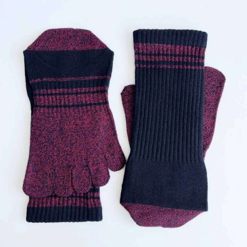 1/4 Pairs Long Five Finger Mans Pure Cotton Compression Striped Vintage High Tube Colorful Fitness Sport Toe Socks Student Z260313