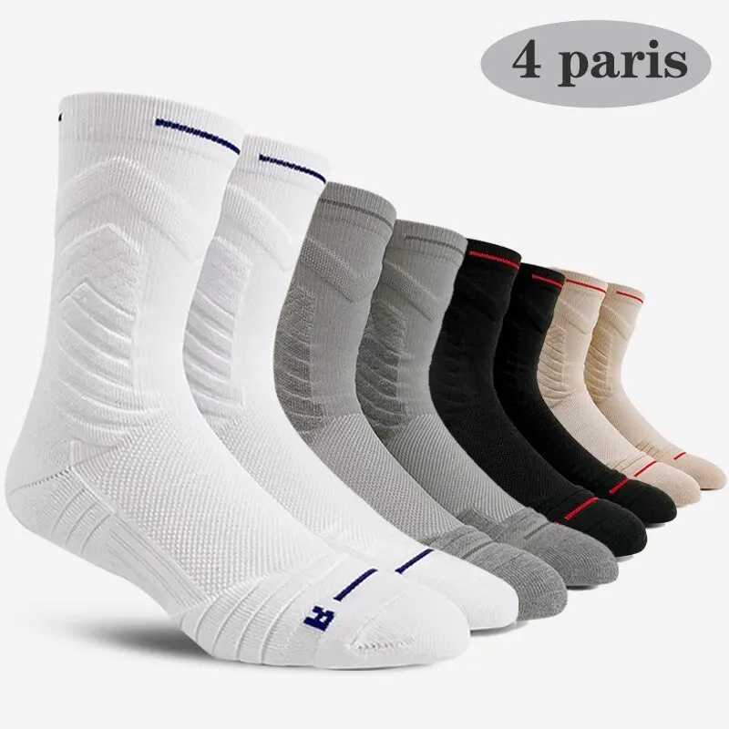4 Pairs/Lot Professional Basketball Socks Breathable Men Mid-Tube Socks White Sports Socks Towel Bottom Men Basketball Socks D260313