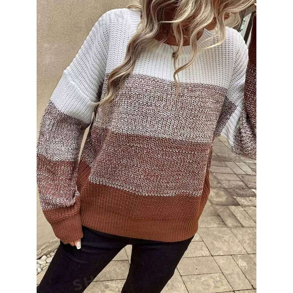 Autumn Winter Striped Sweater Women 2025 O Neck Long Sleeve Knitted Pullover Tops Streetwear Fashion Female Loose Jumpers Z260313