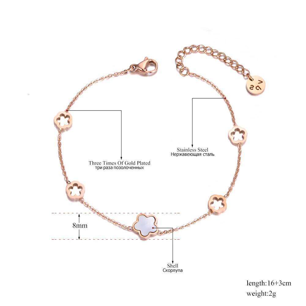 Trendy Stainless Steel White Black Green Shell Flower Charm Bracelets For Women Girl Chain & Link Bracelet Jewelry Z260313