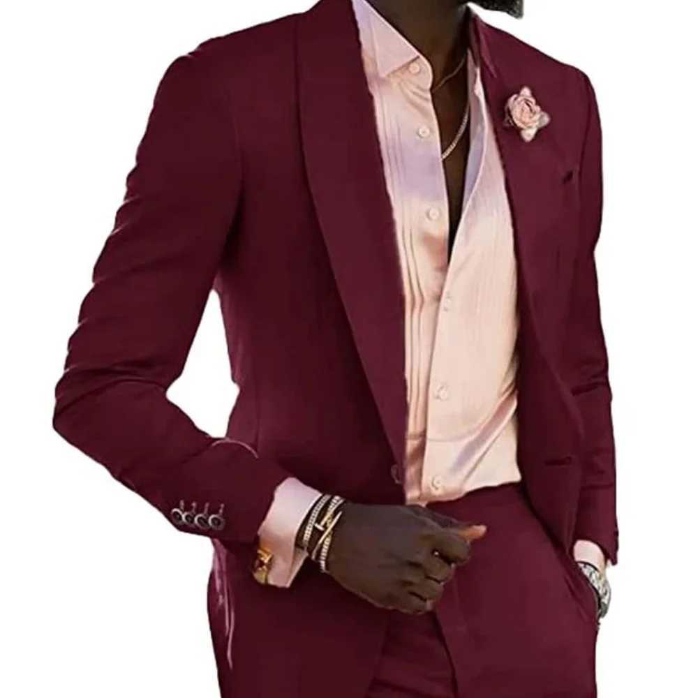 Mens 2-Piece Tuxedo Slim Fit Moda Masculina Wedding Smoking Blazer Jacket And Pants Traje Homme Mariage Fitted Formal Wear M260313