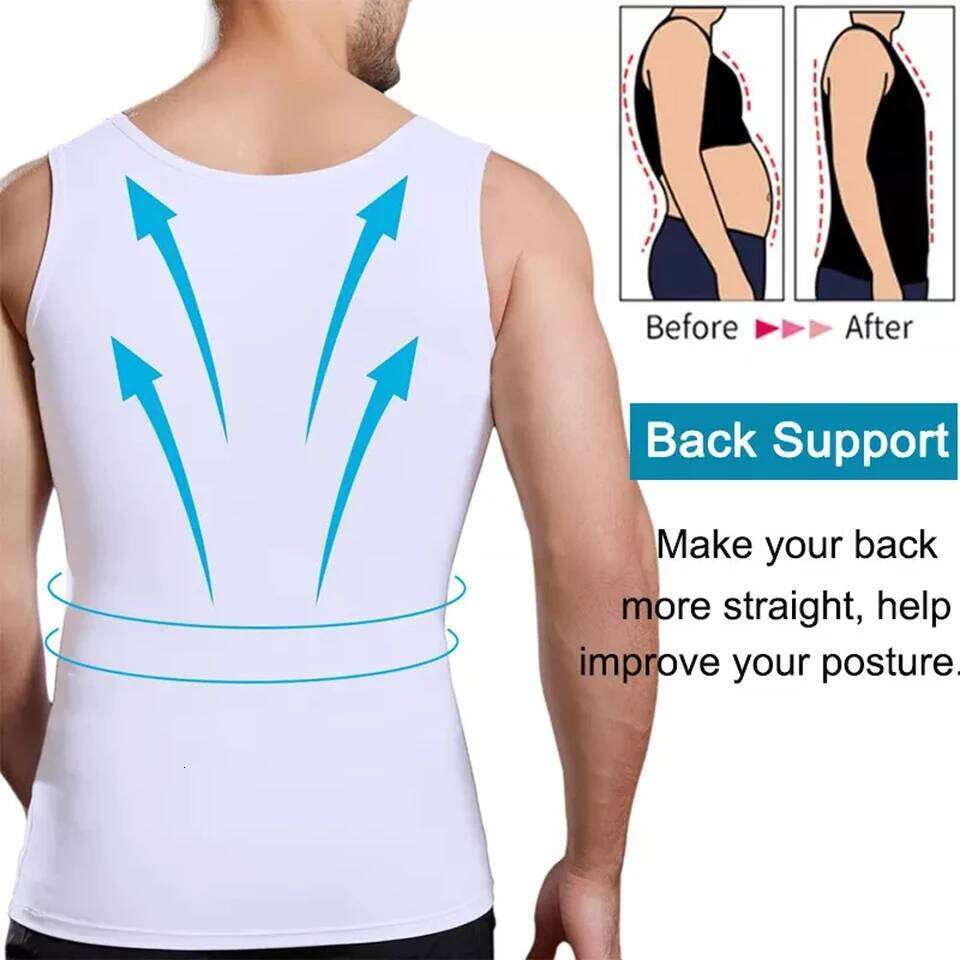 2PCS Men's Slimming Shirts High Compression Tummy Control Round Neck Body Shaper Top 26Y0313