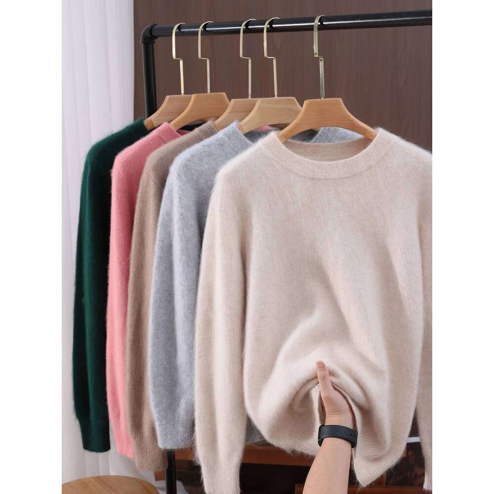 Women's O-Neck Casual Loose Exquisite Soft Warm 100% Mink Cashmere Sweater Autumn Winter Pullover Fashion Solid Clothing Tops Z260313