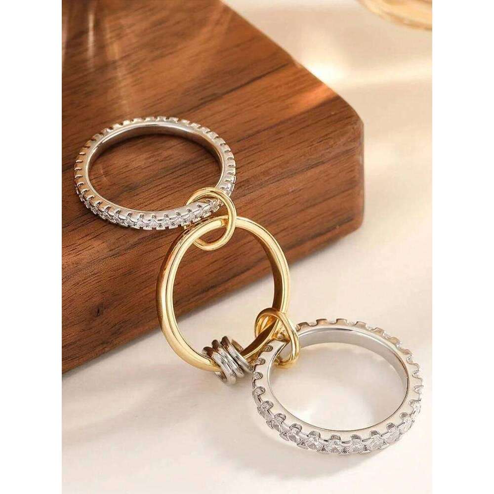 925 Sterling Silver Personalized Luxury Interlocking Stacked Ring For Women Daily Outfits Fashionable High Quality Fine Jewelry H260312