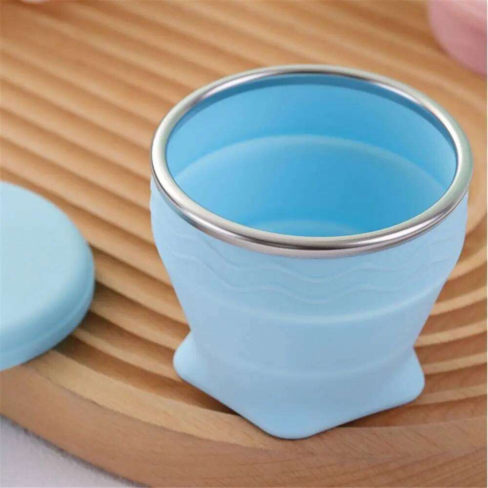 New 200ml Foldable With Lid Silicone Mug Camping Portable Drinking Cup Z260314
