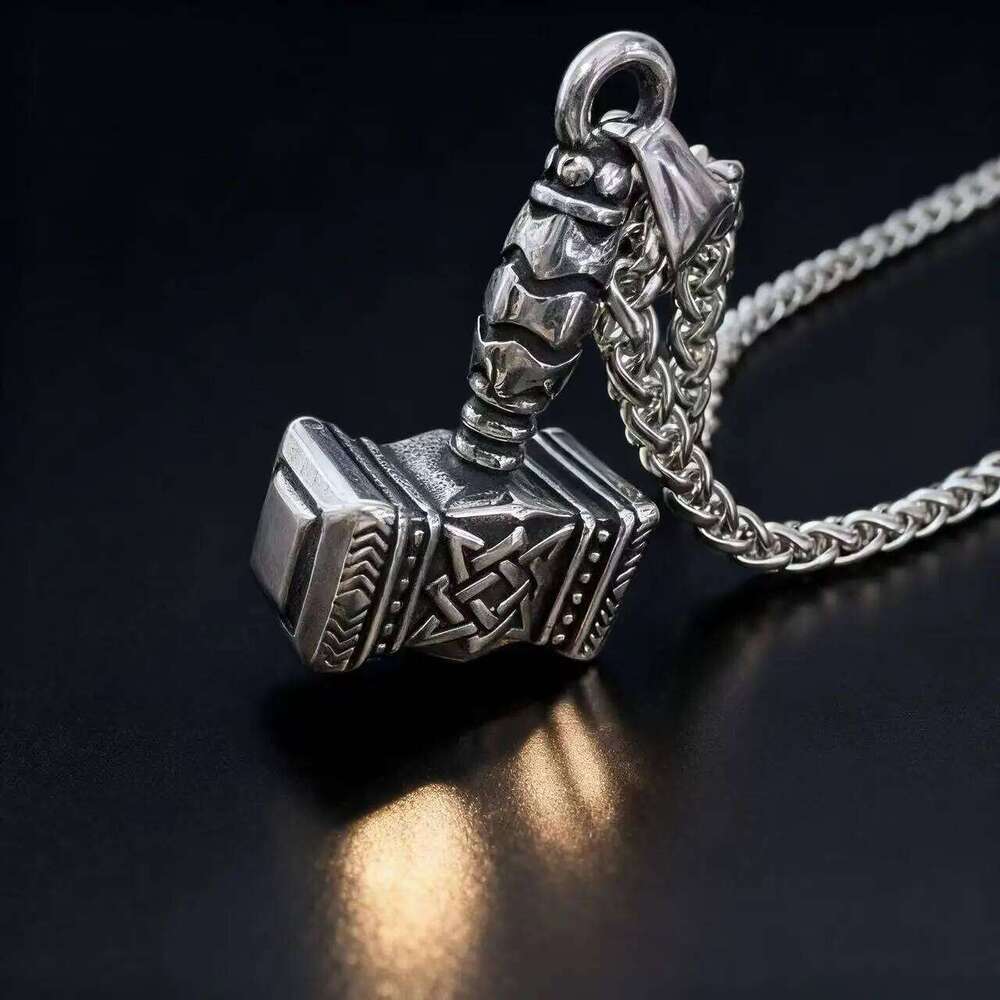 HNSP 316L Stainless Steel Norse Mythology Mjolnir Odin Rune Thor Hammer Pendant Necklace For Men Gift Viking Jewelry Accessories H260312
