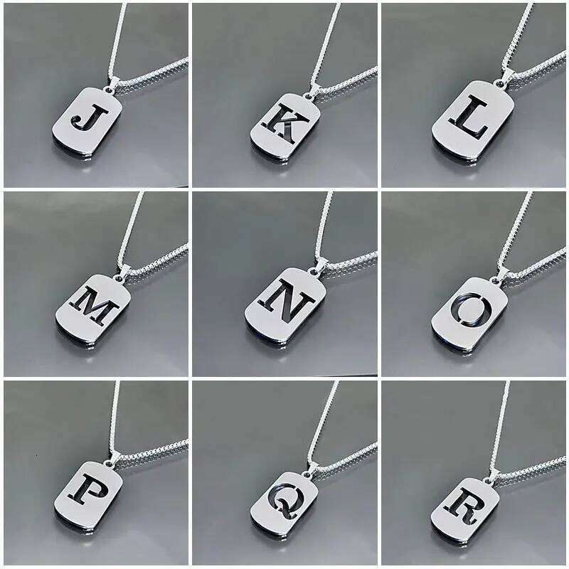 Stainless Steel Dog Tag Letter for Women Men Hip Hop Initial Pendant Necklace Sweater Chains Neck Jewelry Accessories H260312