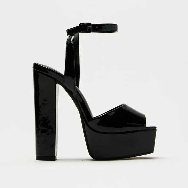 Black Platform Sandals Women Elegant Sexy High Heels Ankle Strap Silver Gold Party Sandals White Wedding Shoes K260313