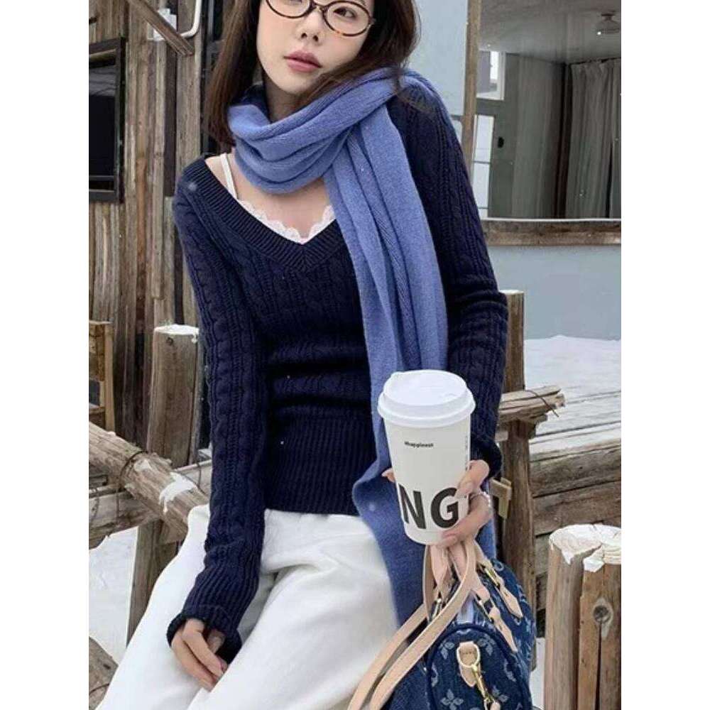 Simple Pullovers Women Korean Fashion Autumn Winter Keep Warm Basic Knitwear Sweater Casual Jumper Aesthetic All-match Daily Z260313