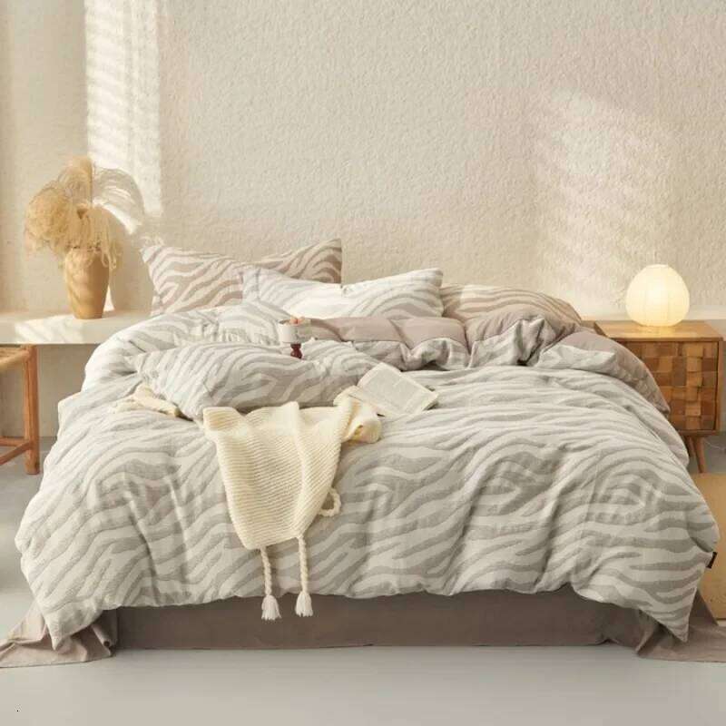 Light jacquard three-layer yarn four-piece pure cotton 2025 new high-end bedding bed sheet mattress kit H260312 - view 7