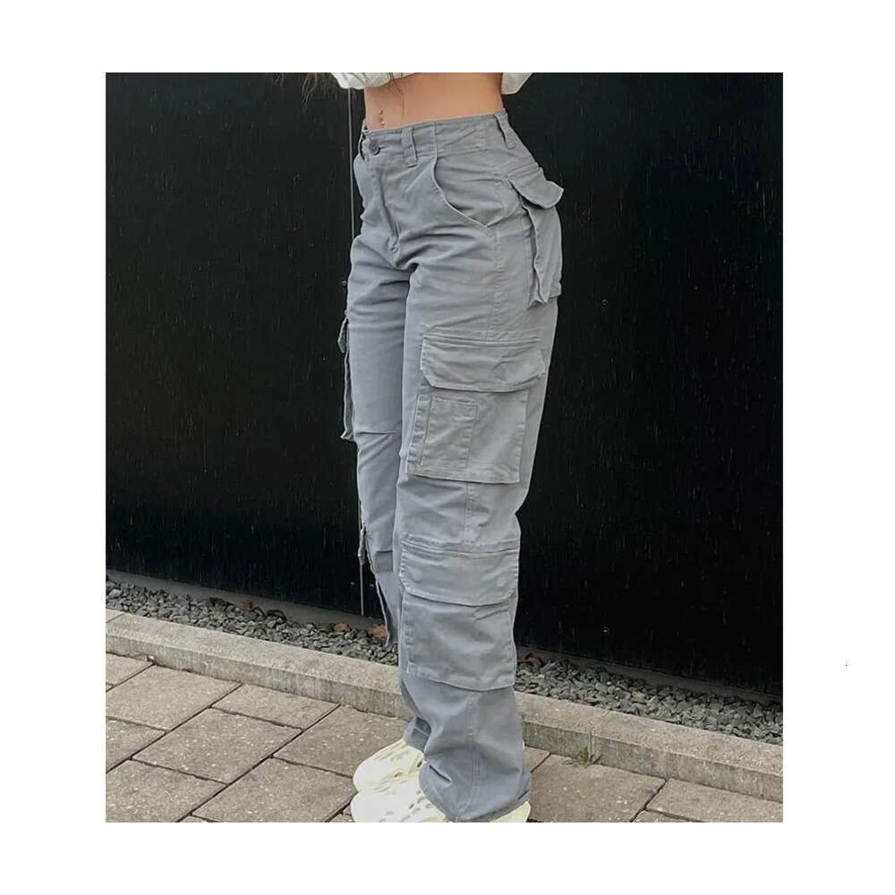 Women's Capris Vintage Cargo Pants Baggy Jeans Women Fashion 90s Streetwear Pockets Wide Leg High Waist Straight Y2k Denim Trousers Overalls 2308