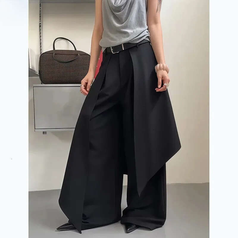 RORORIRI Women Pants Work Trousers Black Wide Leg Suit Long Casual Office Trouser High Waist Irregular Pantalones Mujer Z260312