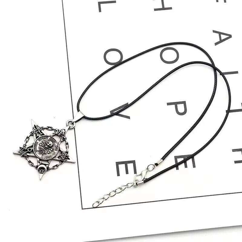 Retro Five-Pointed Star for Women Men Skull Pirate Pendant Black Leather Rope Necklace Jewelry Accessories 2025 H260312