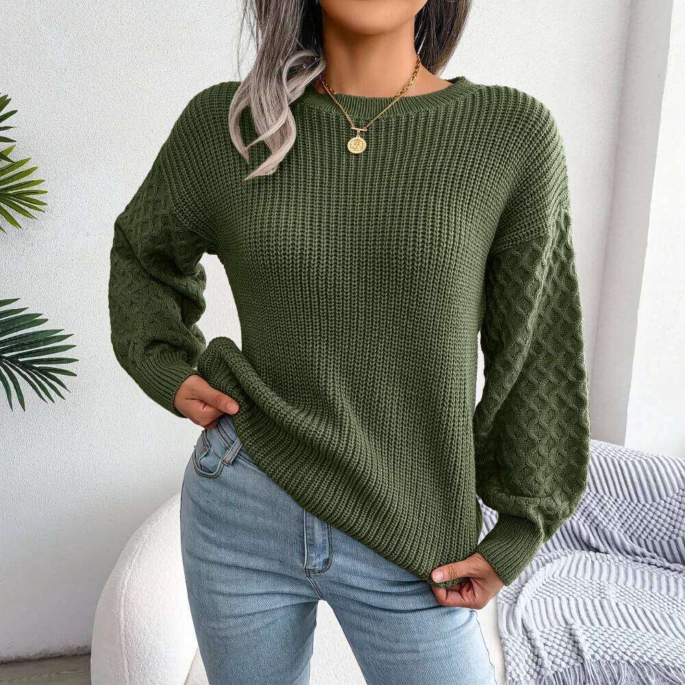 Women Casual Lantern Long Sleeve Knitted Pullovers and Sweaters Autumn Winter 2025 Z260313