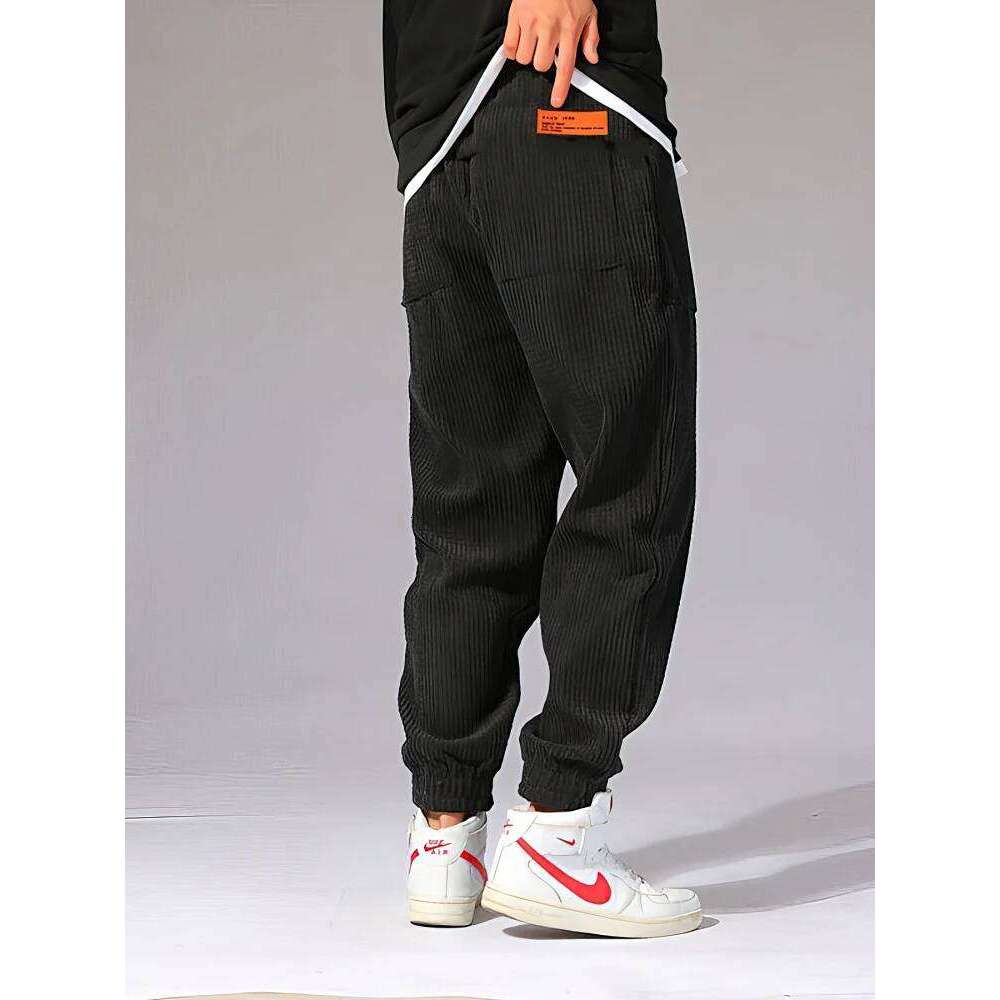 Autumn Winter Warm Motorcycle Jogger Corduroy Men Tech Fleece Sweatpants Casual Harem Pants Male Sport Thermal Trousers Z260315
