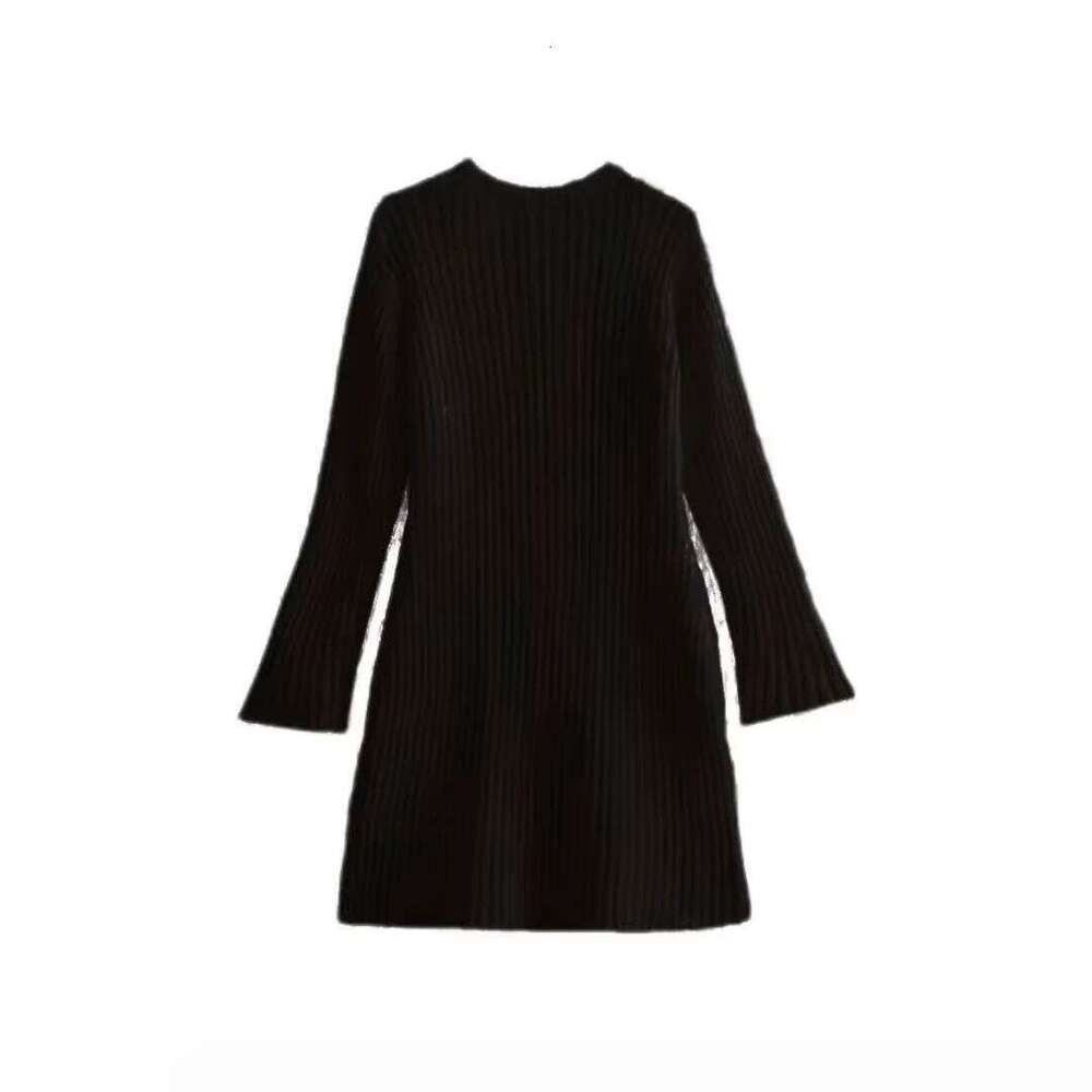 New European and American women's clothing style semi high slimming round neck long sleeved knitted dress Z260314