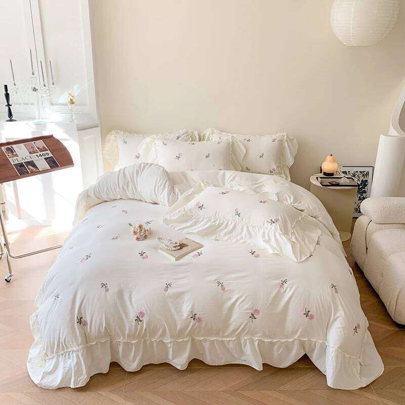 3pcs Rose Embroidered Duvet 1*Duvet Cover + 2*Pillowcase, Without Core, Princess Style Lace Bedding Set H260312 - view 3