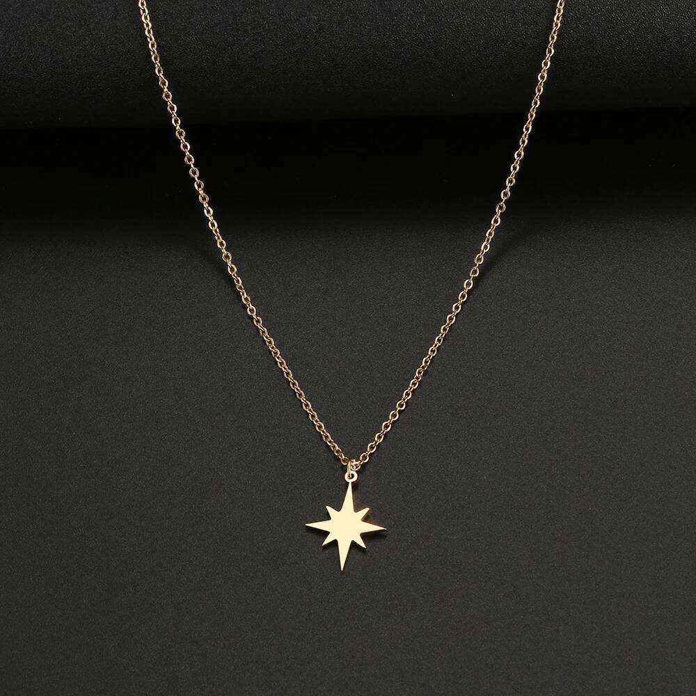 Stainless Steel Necklaces Eight-pointed Star Clavicle Pendant Chain Fashion Necklace For Women Jewelry Party Best Gifts NEW H260312