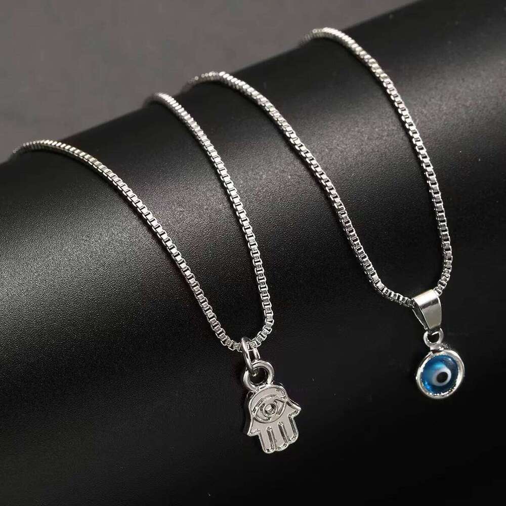 Lucky Evil Eye Necklace Double Layer Micro Paved Rhinestone Pendant Protection Clavicle Chain Gift H260312