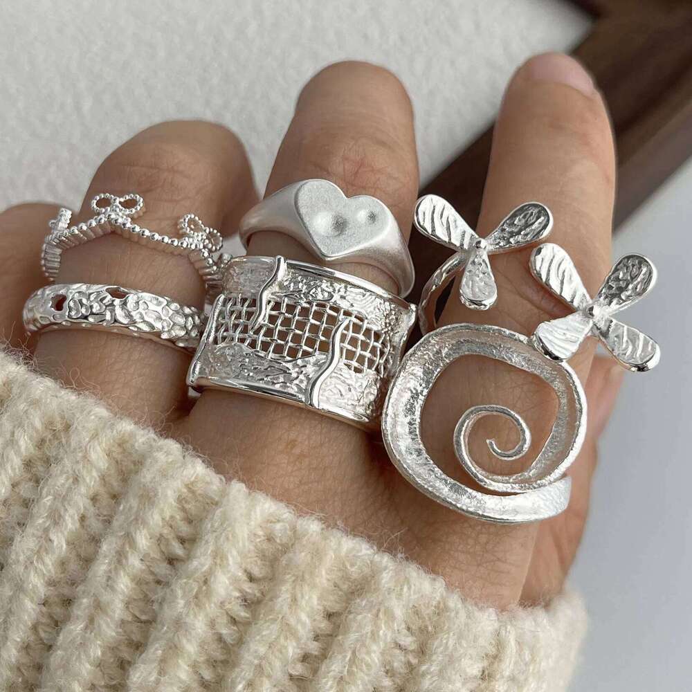 925 Sterling Silver Rings for Women Couple Minimalist Handmade Simple Flower Heart Ring Fine Jewelry Gift Prevent Allergy H260312