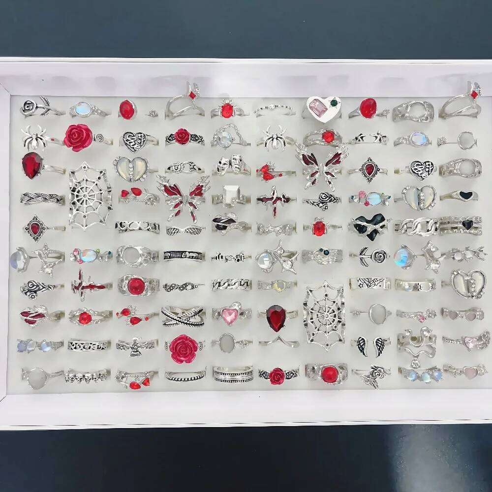 10/20/30Pieces Vintage Punk Butterfly Flower Spider Set Mix Style Halloween Finger Rings Jewelry Part Gifts H260312