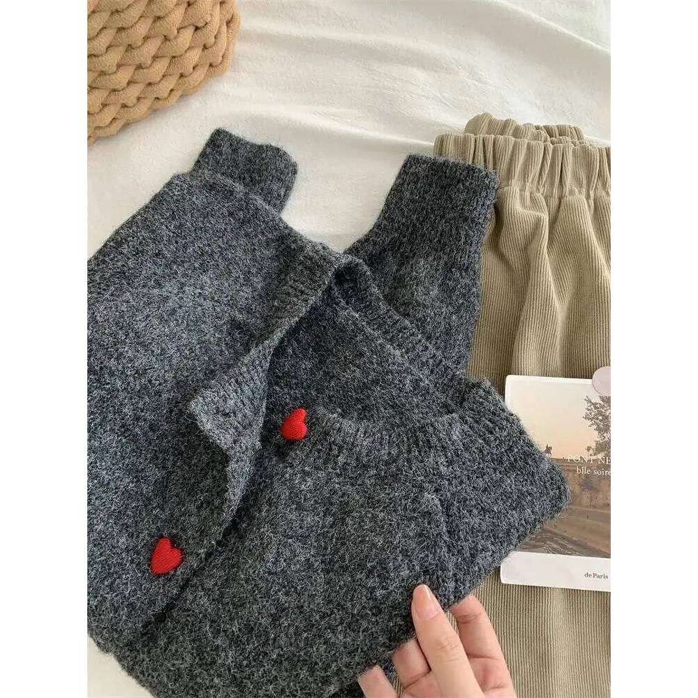 Korean Style Cardigan for Women Warm Knitted Button Sweater Soft Sticky Winter Autumn Leisure Fashion Buckle Shoulder Sleeves Z260313