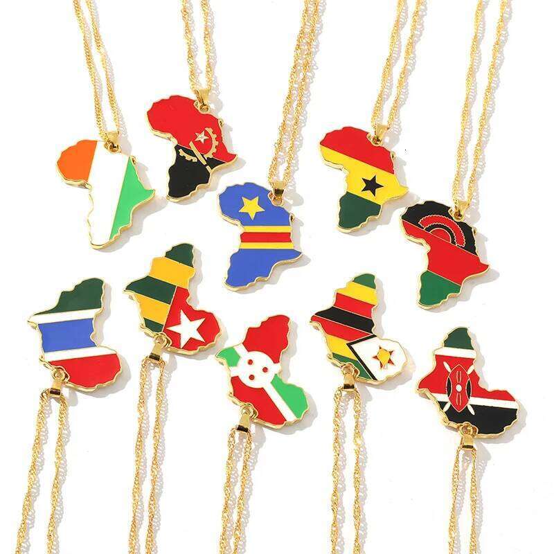 Hip Hop Creative Country Map Pendant Metal Necklace Ghana Nigeria Zambia Uganda Liberia Zimbabwe For Women Men Ethnic Jewelry H260312