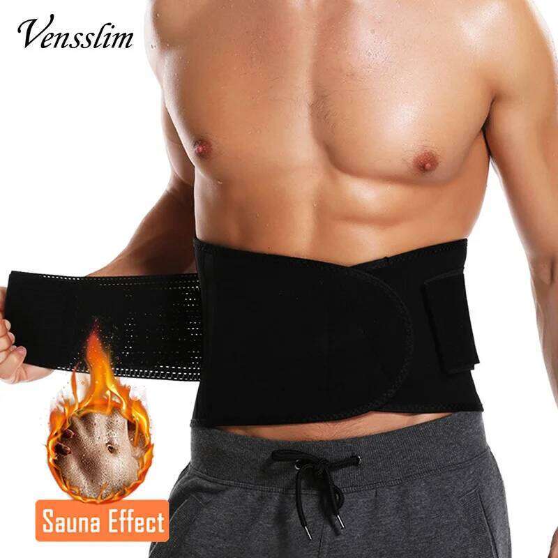 Vensslim Slimming Compression Sauna Sweat Trimmer Belt Men Waist Hot Thermo Neoprene Slim Corset Body Shaper Strap Band 26Y0313