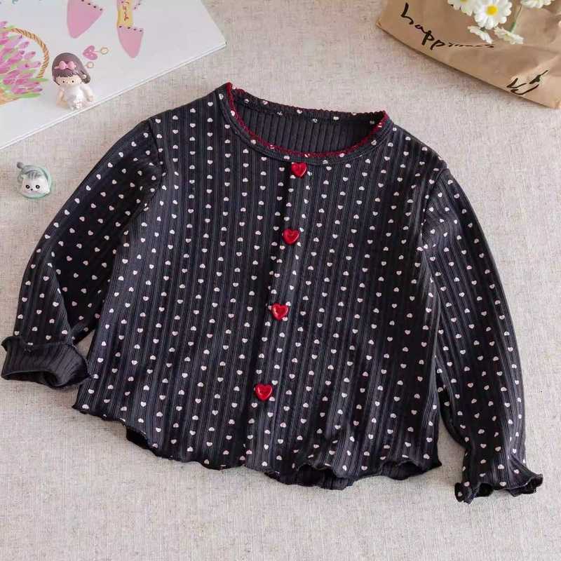 Women's T-Shirt Spring and Autumn Girls' T-Shirt, Stylish Baby Clothing, Children's Unique Trendy Brand Korean Version Fresh Lace Heart