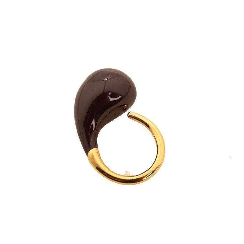 CARLIDANA Water Chic Jewelry Gold Plated Oil Drop Finger No Fade Stainless Steel Enamel C Shaped Ring for Women H260312