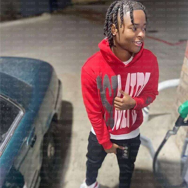 Y2K Men's Women's Street Wear Letter Foam Printed Loose Fitting Pullover Sweatshirt European American Hip-hop Gothic Hooded Top Z260314