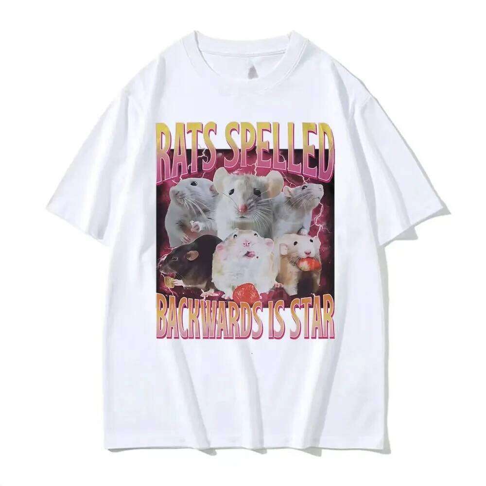 Funny Rats Spelled Backwards Is Star Printed T-shirts Fashion Short Sleeve T Shirt Women Casual Oversized T-shirt Streetwear Y2K Z260314