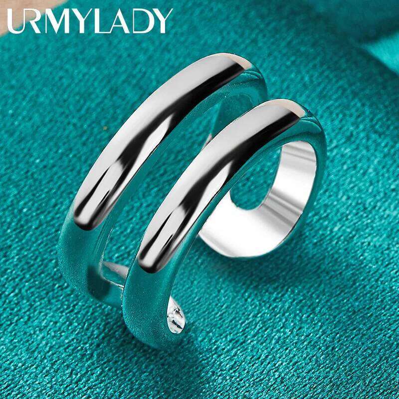URMYLADY 925 Sterling Silver Double Round Adjustable Ring For Women Wedding Charm Engagement Fashion Jewelry H260312