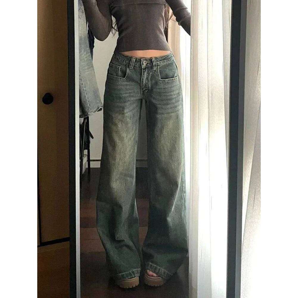 Y2K Vintage Women Loose Harajuku Casual Denim Pants High Waist Wide Leg Jeans American Streetwear Female Pockets Trousers Z260313