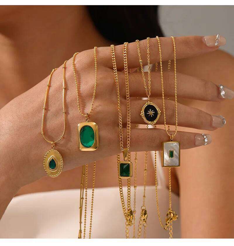 French Vintage Necklace for Men Women Star Moon Flower Pendant Choker 316L Stainless Steel Sweater Chain Jewelry Accessory H260312