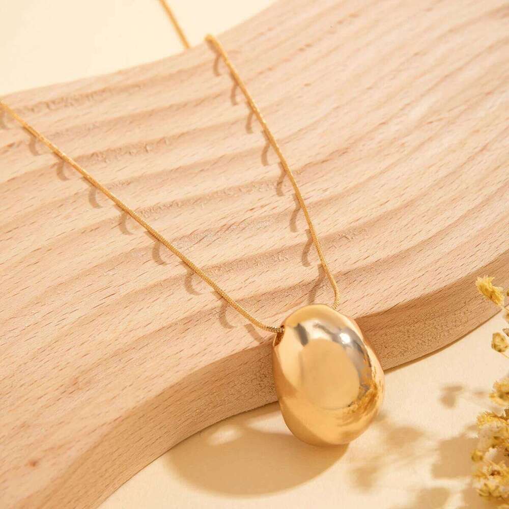 Long with Surface Elliptical Ball Pendant Necklace for Women Elegant Ladies Sweater Chain Accessories Fashion Jewelry Gift H260312