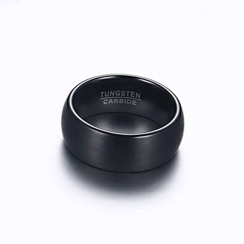 Vnox 8mm Tungsten Carbide Wedding Band Ring for Men Black Color Not Ccratch H260312