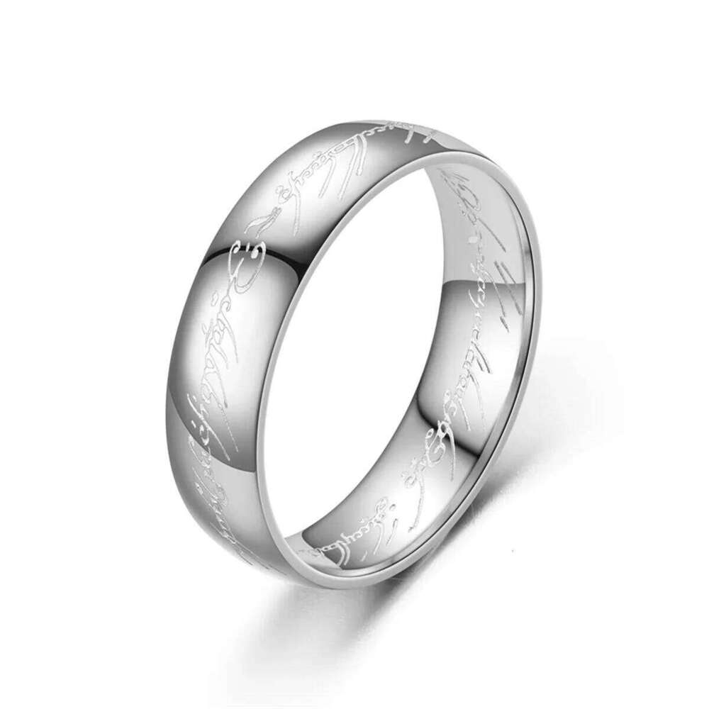 Fashion New Lord of The Finger Rings Cool Inside and Outside Letter Gothic 3D Engraving Spanish Sanskrit Hip-hop Ring Boys H260312