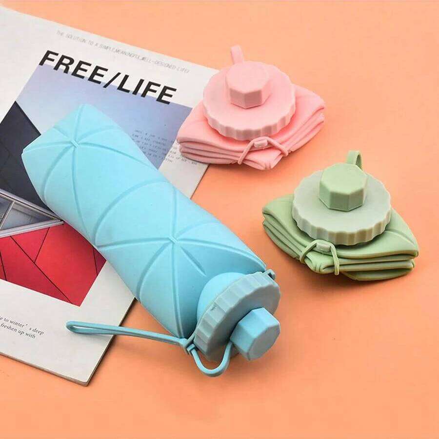 1Pc 600mlLarge Collapsible Silicone Cup-Portable Travel Water Bottle for Outdoor, Food-Grade with Fresh Colors, Foldable Design Z260313