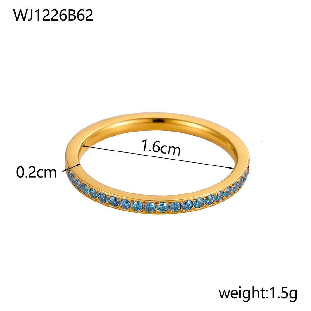 CARLIDANA Mini Zircon 12 Birthstone Rings for Women Stainless Steel Gold Color Finger Ring Engagement Wedding Jewelry Gift H260312