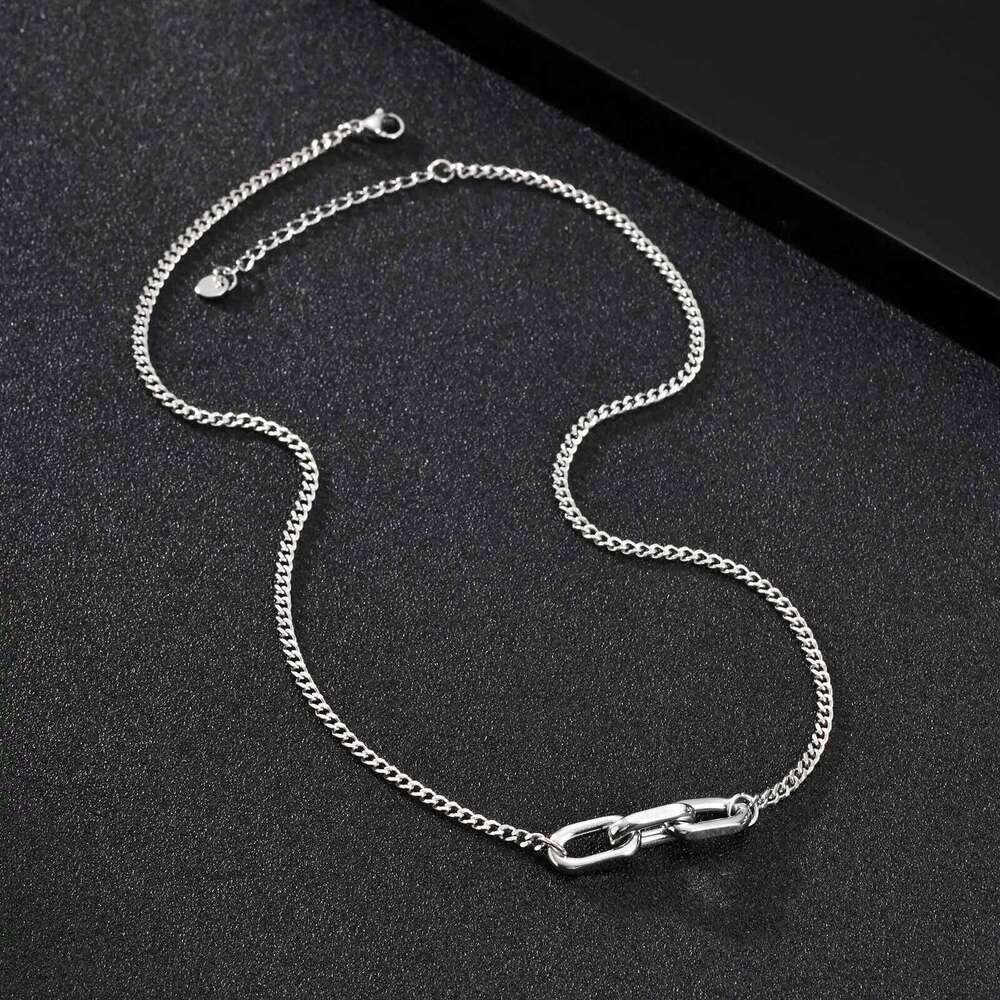 Vnox Punk Style Link Chain Necklace for Men, Adjustable 50+5cm Necklace, Silver Color Metal Links Collar Minimalist Jewelry Gift H260312